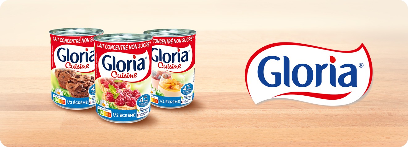 Gloria Lait concentré non sucré* 1/2 écrémé 4% MG - Lot de 3 boîtes de 410g  - Materne Food Service